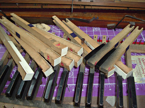 Pump Organ Keys Removed for Restoration