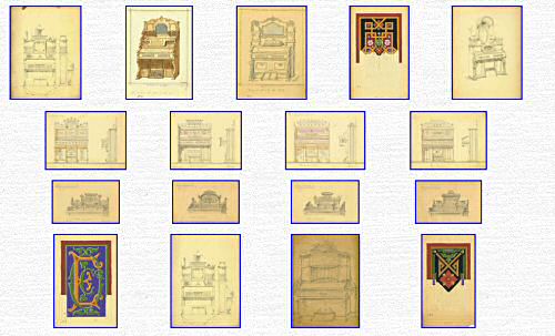 Pencil Draft Drawings of Reed Organ Case Designs - Estey Organ